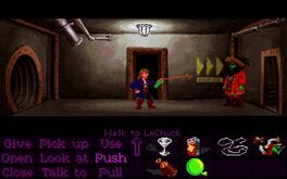 Guybrush uses the root beer with LeChuck